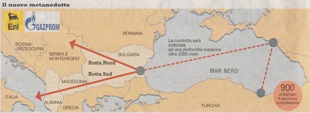 November 2007: Agreement ENI-Gazprom for a New Gas Pipeline (Source: La Repubblica, 23