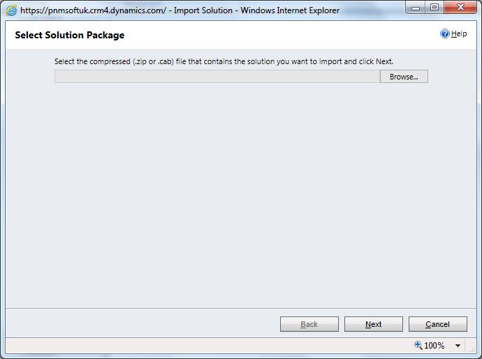 Import the PNMsoft SCE Solution into your CRM Note: Dynamics CRM 2011 needs to be fully patched to update 15 before installing the SCE