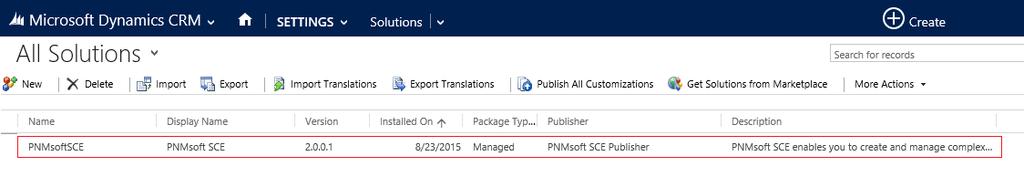 Browse for the zip file of the PNMsoft SCE solution package and select import. Import PNMsoft SCE 3.