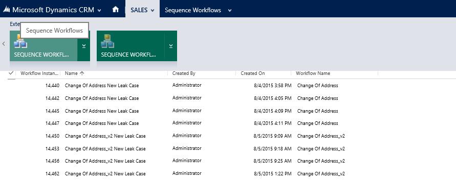 Workflow Performance Viewing/Editing Sequence Workflows In Dynamics CRM, you can view all Sequence Workflows by clicking Sequence Workflows from Settings (or Sales) >