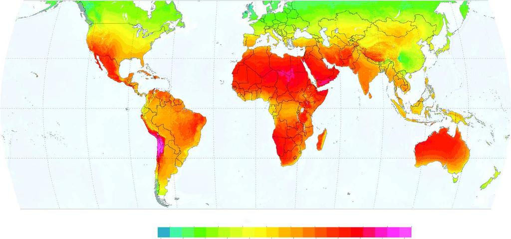 Long-term average of daily sum < 2.0 3.0 4.0 5.0 6.0 7.0 >7.5 kwh/m 2 Figure 42. World s solar irradiation map. 4. The 50-year old house contains a comination heating system that uses a natural gas furnace for space heating and a natural gas 189.