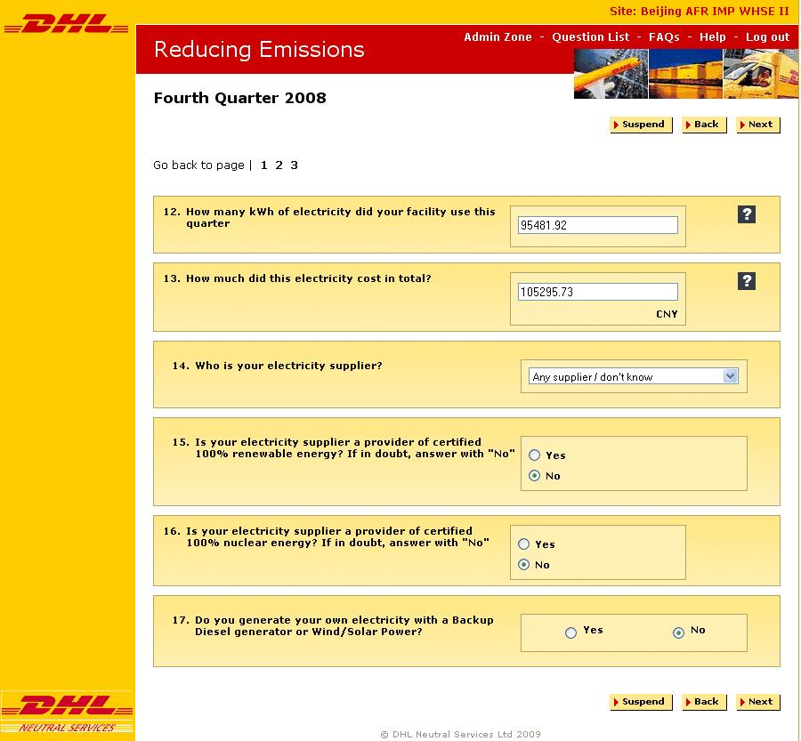 Assessment (CFA) tool deployed across 1,000 DHL sites in 23 countries Reduction of CO2 by 8.7% and improved efficiency by 19.