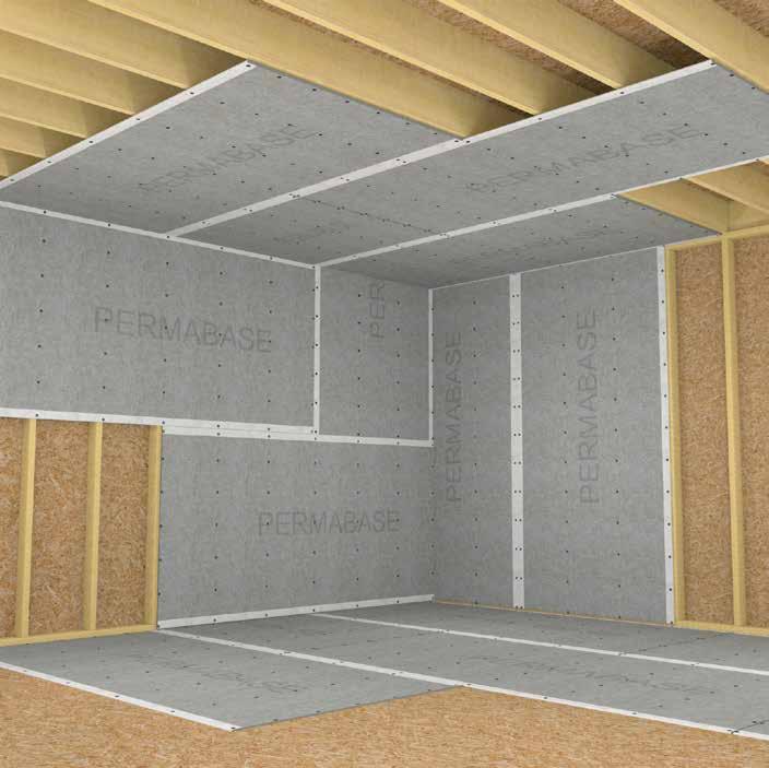 Fastener Spacing Ceiling: 6" o.c Wall: 8" o.c. Floor: 8" o.c.. Ceilings - Fasten PermaBase a maximum of every 6" o.c. into existing ceiling framing.