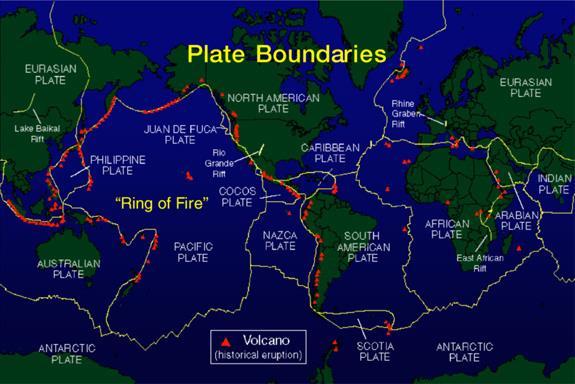 4.3 Geothermal Resources Tectonic Plate Location "Hot Spots" at plate boundaries and places where the crust is thin enough to let the heat