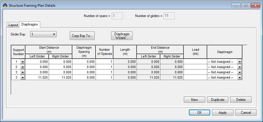Select the Framing Plan System and click the Next button. Enter the following data on the dialog shown below.