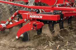 transported to the germination horizon Hollow discs form ridges or level the soil according to the requirements The tyre packer consolidates the soil in front of the seed coulters Sowing is carried