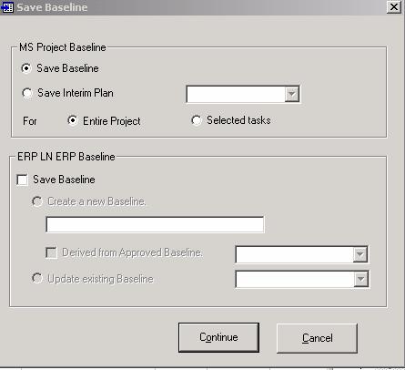 Integration with Microsoft Project 3-13 Save Baseline Following are the two key aspects you must remember, with respect to the Save Baseline feature: You must synchronize Structure/Budget/Schedule
