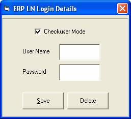 ERP LN Login Details Use this button to save ERP LN login details.