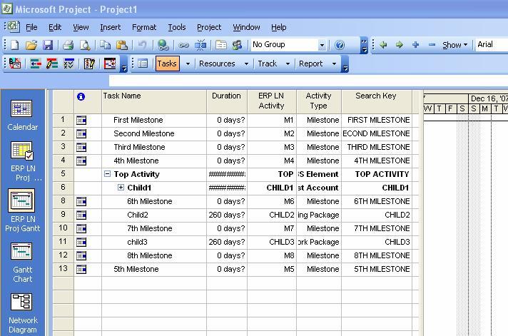 3-26 Integration with Microsoft Project Note: ERP LN uses a tree view and Microsoft Project makes use of mapping.