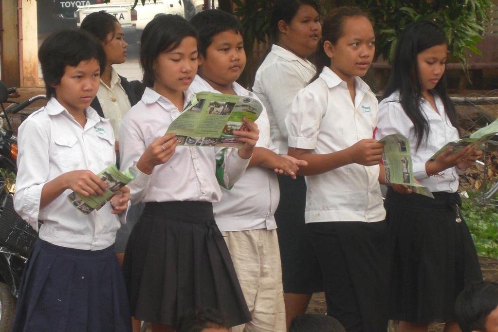 Students learning from the leaflets