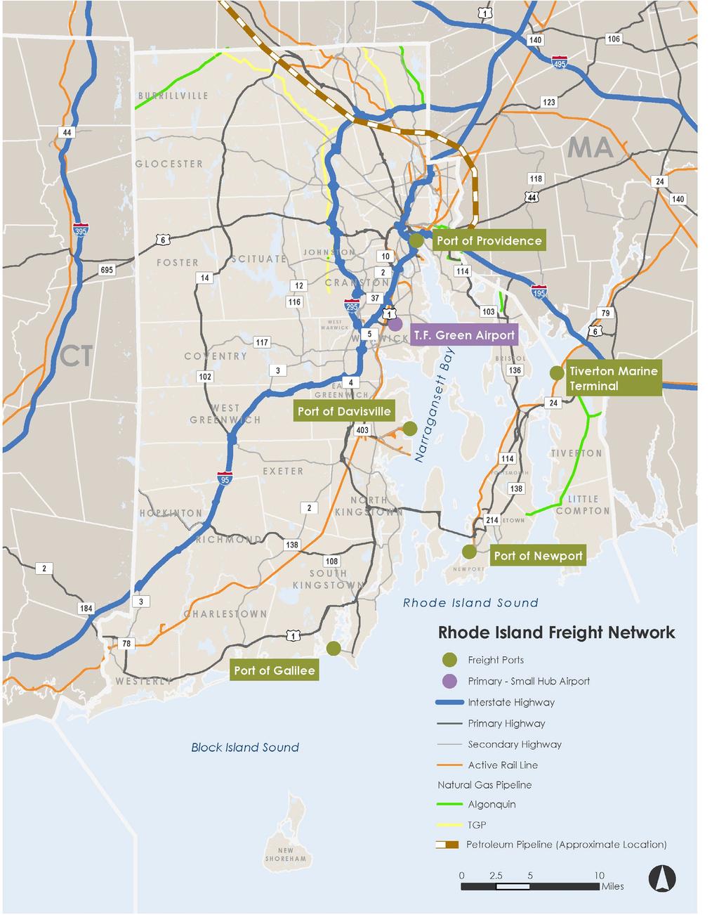Introduction To the Plan The plan focuses on Rhode Island s freight network, which includes roadway, railroad, airport, marine port, and pipeline infrastructure. WHAT ARE WE MOVING IN RHODE ISLAND?
