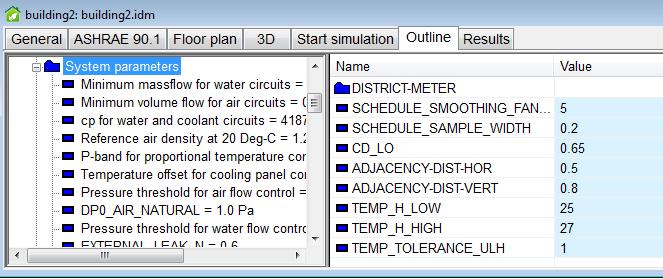 Tolerance for unmet load hour The tolerance (temperature deviation from setpoint) for an unmet load hour may be changed under Outline-System parameters (see figure below). The default is 1 C.