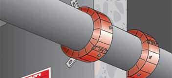 Hilti Firestop Systems Firestop collar CP 643 N Ready-to-use, fast-to-install, galvanised collar containing sections of intumescent materials Applications n PVC, HDPE, PP ABS Pipes n pipe wall