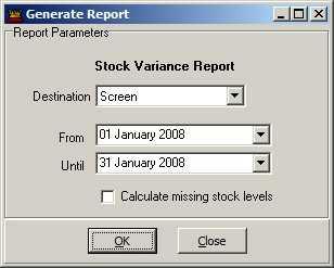 86 Aura BackOffice 6.0.0 Reports 1.4.10 Stock Variance The Stock Variance report is used to keep track of the stock movement in and out of your store.