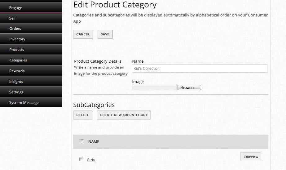 Remember to hit the SAVE button. The category and subcategory names can be revised at any time via the EDIT button. 2.