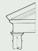 two Doric columns with matching wall pilasters as