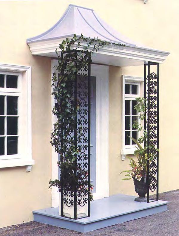 Victoria The Victoria is supplied complete with galvanised wrought iron trellis support panels, pediment and ceiling with detachable grey roof with lead roll features