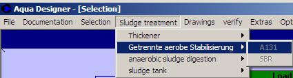 - 214 - AQUA DESIGNER The separate aerobic sludge stabilization is available by the menu Sludge Treatment > Separate aerobic sludge stabilization > A131 or SBR.