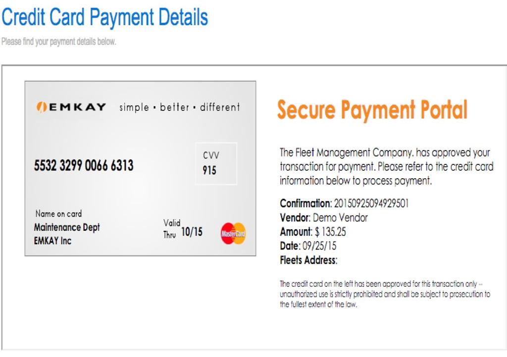 Credit Card payment (EMKAY) The credit card icon is now visible at the bottom of the
