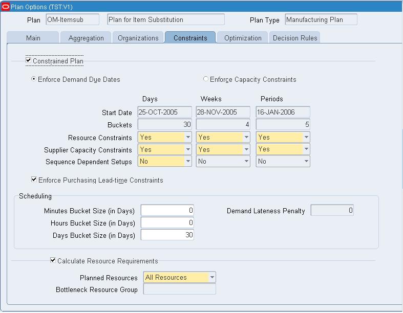 The Plan Options Window Enforce Demand Due Dates (EDD) An EDD specification ensures that the demand satisfied date of an order is always equal to the demand due date.