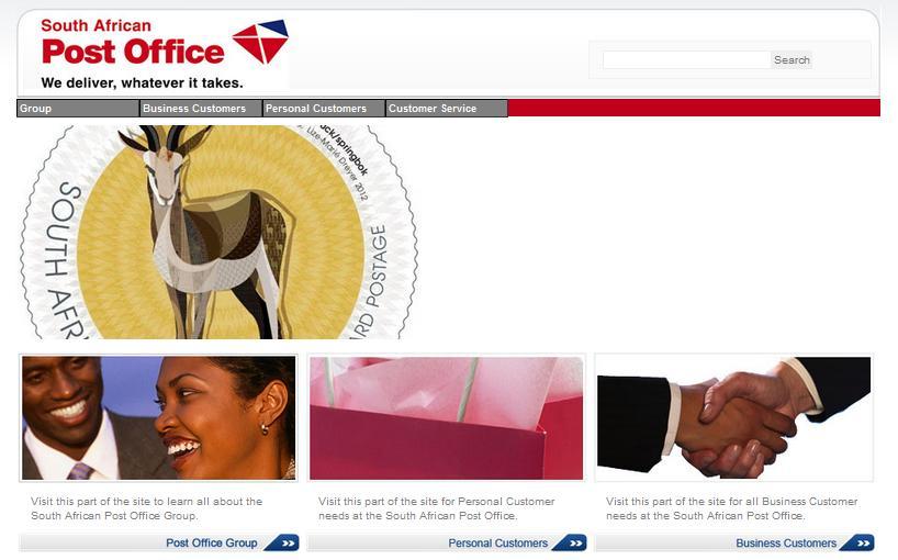 12 1.2.9 South African Post Office (SMS) Figure 1.9 South African Post Office website South African is company which provides postal and related services.