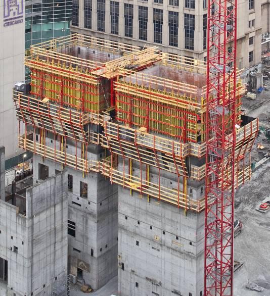 PERI ACS Core Self-Climbing Core Formwork Optimised operating sequence during climbing ACS Core is a new type of self-climbing formwork and has been especially developed for highrise cores.