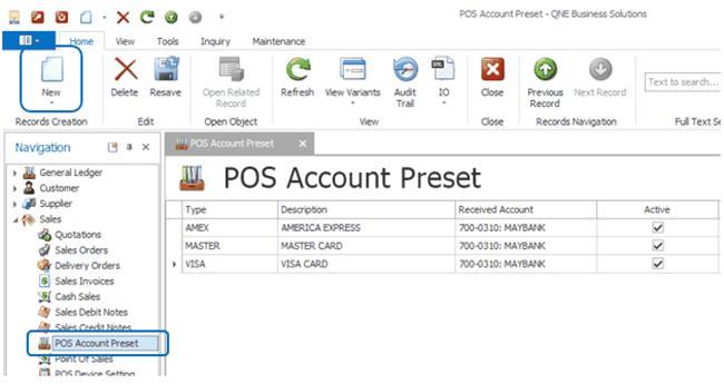 POS Account Preset User can create additional payment methods in POS Account Preset module which
