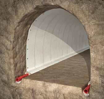 along the tunnel invert or floor. Overlaps can be sealed if needed.. Untreated rock or shotcrete. Platon Tunnel Membrane.