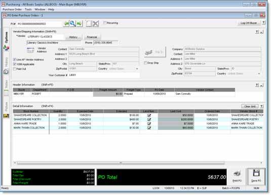 There are many different tasks to complete when you enter purchase orders in the PO Enter Purchase Orders window.