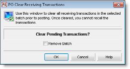 Always print an Edit Report and verify that you want to delete all transactions shown in the report before you clear the batch. Once you clear transactions, you cannot recall them.