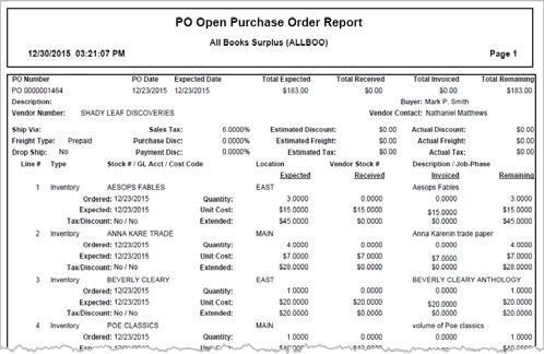 Figure 25: PO Open Purchase Order Report Requisition Report If you want to view your requisitions, including those that have been approved, you can run the Requisition Report.
