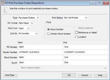 Printing Purchase Orders and Requisitions You can print purchase orders and requisitions after you save them or you can print them individually as you go.
