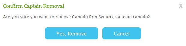 R u n S i g n U p M a n u a l 11 You can remove any captain from the team by clicking remove followed by Yes, Remove.