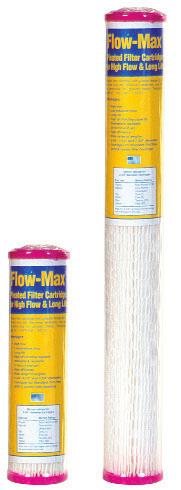 Flow-Max Standard 2-3/4 OD Cartridges With cellulose-free filter media for water filtration applications Standard 2-3/4 OD x 9-3/4 length FM-A-97 Synthetic Absolute 24 FM-0.3-97 Synthetic 0.