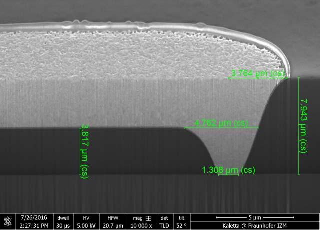XSEM OF EMBEDDED LASER RDL IN PHOTO AND NON-PHOTO MATERIALS (VIA FIRST PROCESS) Material: LTC9320