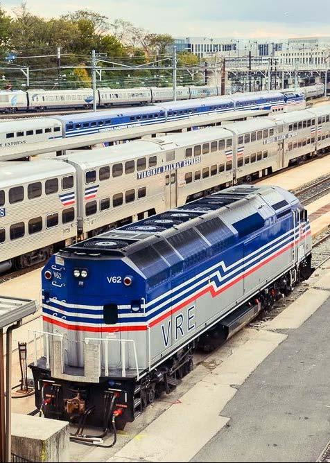 VRE ROLLING STOCK 20 MP36PH-3C locomotives 3600 hp prime mover Head-end power equipped 90 mph top speed Purchase in 2010-2011 91 gallery-style bi-level push-pull