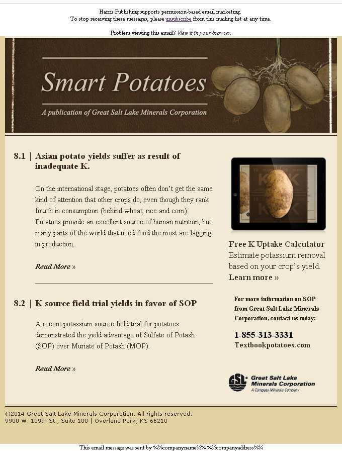 DIGITAL ADVERTISING: Perfect complement to your print ads A new Potato Grower website was launched last year.