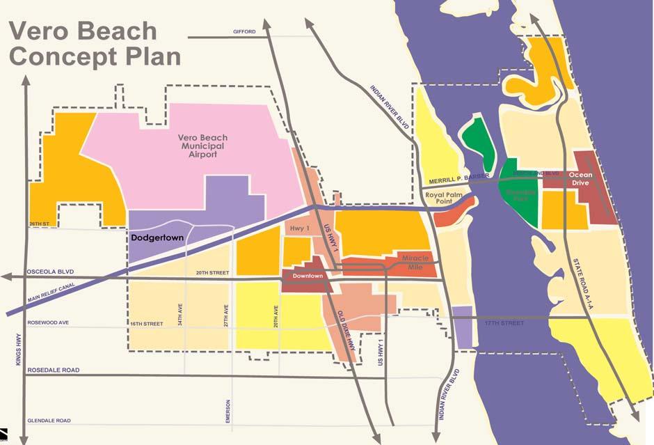 VERO BEACH CONCEPT PLAN SOURCE: GOULD EVANS ASSOCIATES Downtown Vero Beach Downtown should be reinforced as a mixed-use office and governmental center, as well as a unique cultural, arts,
