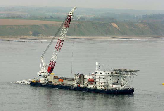 (Image supplied courtesy of Allseas, Switzerland) Figure 5: Example of Pipelaying Vessel Temporary storage facilities will be needed for the offshore construction process.