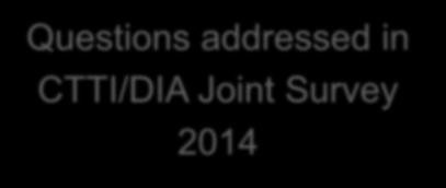 Questions addressed in CTTI/DIA Joint Survey 2014 What