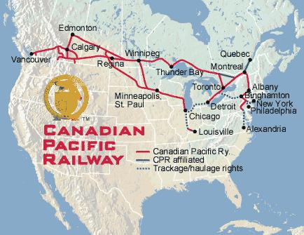 CANADIAN PACIFIC Canadian transcontinental railroad Headquarters: Calgary, Alberta Operates over 13,000 miles of track in 6