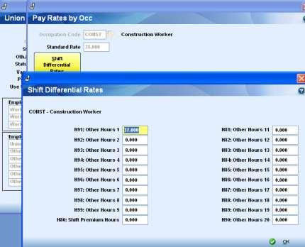 Union Group Setup Rates entered in this screen replace employee s base rate they do not add to it. As a result the rates can be set up in one of two ways: 1) Base rate + premium (i.e. base rate is $35.
