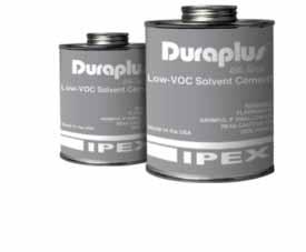 The cement is designed to withstand continuous applied pressures up to 230 psi @ 23ºC (73ºF). Duraplus MEK cleaner must be used prior to cementing.