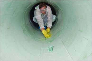 inflate packer and allow epoxy to cure; (e) deflate packer and remove it from pipe; (f) view of inside of pipe upon completion of repair. 4.