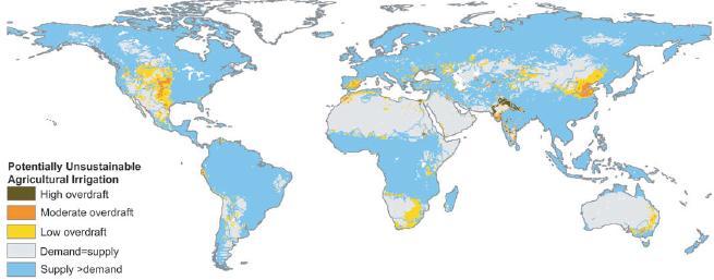 Decreasing water supply in all major irrigated areas Yet, irrigated agriculture produces 40% of