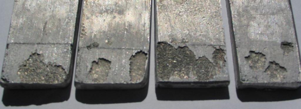 Test 5 Machined Anode (Ethanol & Water Clean) Observation 1: Chart 3 indicates that the as-cast samples (Test 1 and 2) both show a similarly even corrosion pattern.