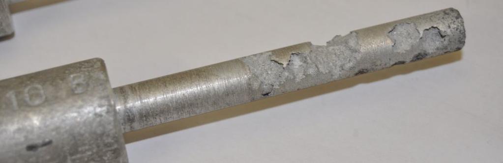 Notably, these samples are as-cast, but the Test 1photograph indicates that 3 of the 4 test samples have areas of passivation. The samples were linished to remove excess aluminium just after casting.