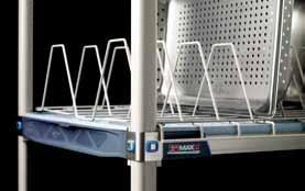 8 Cutting Board and Tray Drying Rack System Rack is mounted to standard MetroMax i or MetroMax Q shelf. Promotes safe air drying of cutting boards and trays.
