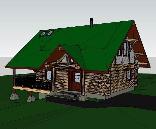 4.3.1 Archetype 1 The first archetype is a two-storey log home with a floor area of approximately