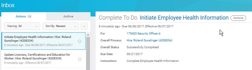 Which role(s) can do this step? Primary Recruiter Initiate Employee Health 1. Log in to Workday 2.
